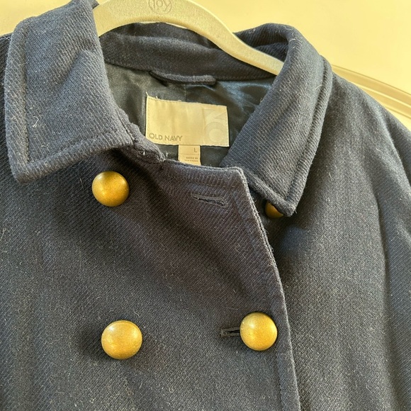 Old Navy Wool Blend Classic Pea Coat. Gold Buttons. Pockets. EUC. Nautical. Lg - Picture 5 of 15
